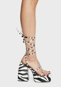 Public Desire Zebra Helena Diamante Platform Heels