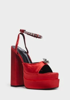 Public Desire Red Frozen Platform Heels