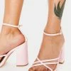 Public Desire Pink Snake Nina Block Heels