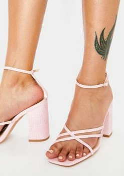 Public Desire Pink Snake Nina Block Heels