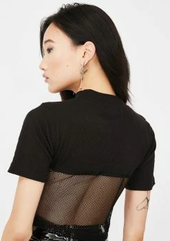 Best Sale ✨ Public Desire Structured Crop Top With Fishnet Hem Tops 👍 7 Public Desire Structured Crop Top With Fishnet Hem Tops