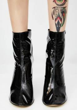 Public Desire Lia Black Vinyl Stud Strap Boots Boots & Booties