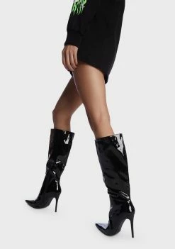 Public Desire Horizon Patent Knee High Boots