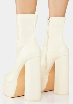Public Desire Ecru Supine Platform Ankle Boots