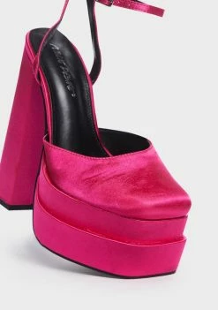 Public Desire Fuchsia Satin Moonchild Platform Heels