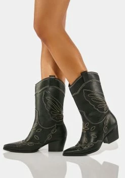 Public Desire Black Howdy Cowboy Boots