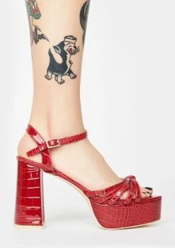 Public Desire Red Nadia Platform Heels Platforms