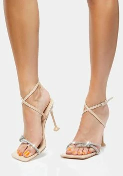 Public Desire Sparkle Heels Nude Glitter Rhinestone Heels