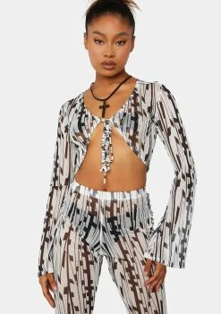Public Desire Geo Printed Mesh 90's Blouse