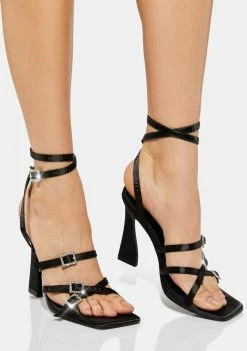 Public Desire Black Kalon Wrap Heels