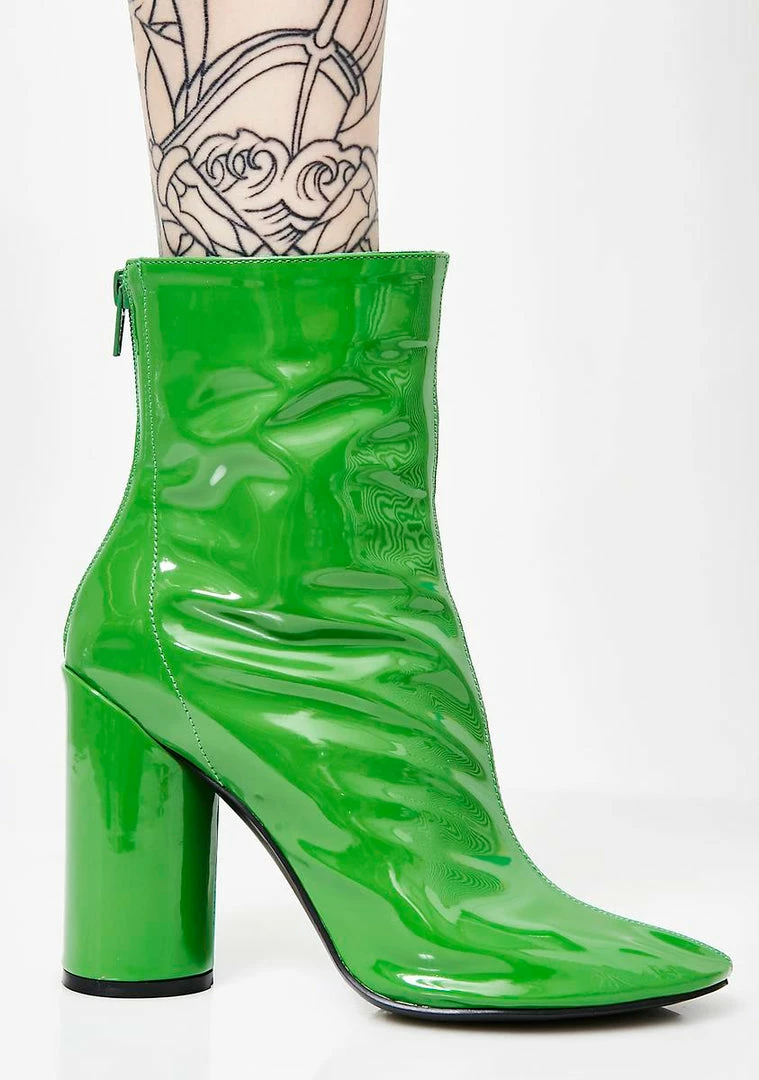 New 😉 Public Desire Impact Round Block Heel Patent Ankle 🥾 Boots 🥾 Boots & Booties ✔️ 2 Public Desire Impact Round Block Heel Patent Ankle Boots Boots & Booties