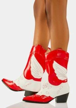 Public Desire Red Howdy Cowboy Boots