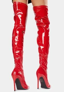 Cheapest 🤩 Public Desire 🥾 Boots & Booties Red Confidence Patent Stiletto 🥾 Boots 🎉 7 Public Desire Boots & Booties Red Confidence Patent Stiletto Boots