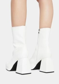 Public Desire White Imagine Chunky Heel Ankle Boots Boots & Booties