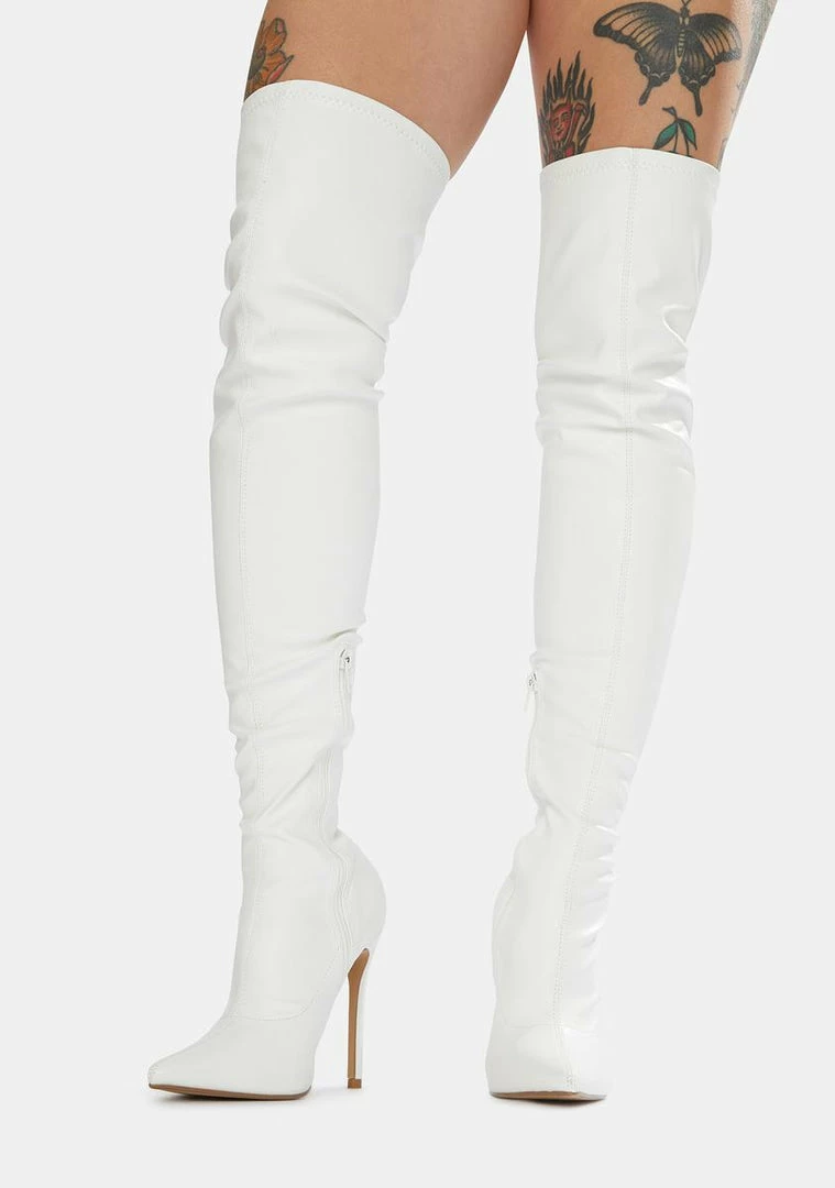 Flash Sale 😉 Public Desire White Confidence Patent Stiletto 🥾 Boots 😍 2 Public Desire White Confidence Patent Stiletto Boots