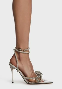 Public Desire Clear Midnight Wrap Bow Heels