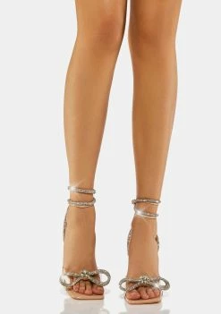Cheap ⌛ Public Desire Nude Glimmer Wrap Around Diamante Bow 👠 Heels 😍 6 Public Desire Nude Glimmer Wrap Around Diamante Bow Heels