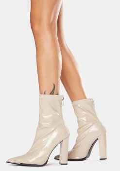 Public Desire Taupe Affection Patent Heels Boots & Booties