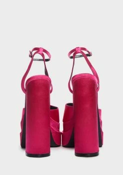 Public Desire Fuchsia Satin Moonchild Platform Heels