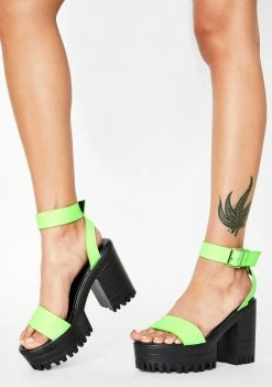 Public Desire Neon Green Avenue Platform Heels Platforms