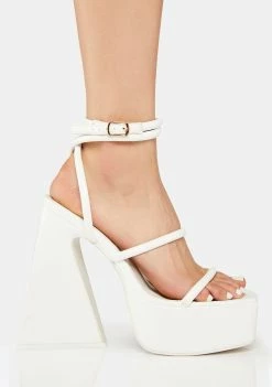 Public Desire White Pierce Block Heels