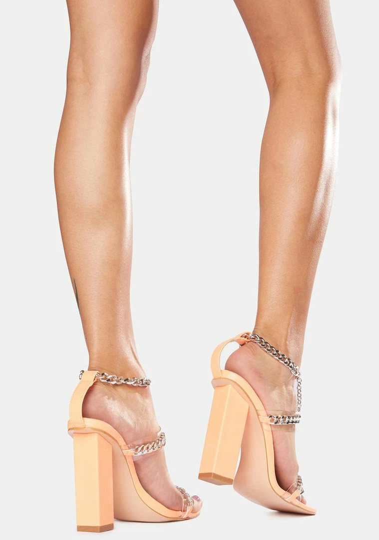 Buy ❤️ Public Desire Orange Statements Chain Strap Acrylic 👠 Heels ✨ 4 Public Desire Orange Statements Chain Strap Acrylic Heels