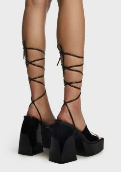 Public Desire Orchid Lace-Up Platform Heels