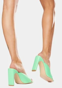 Public Desire Green Abelle Mono Square Toe High Heels