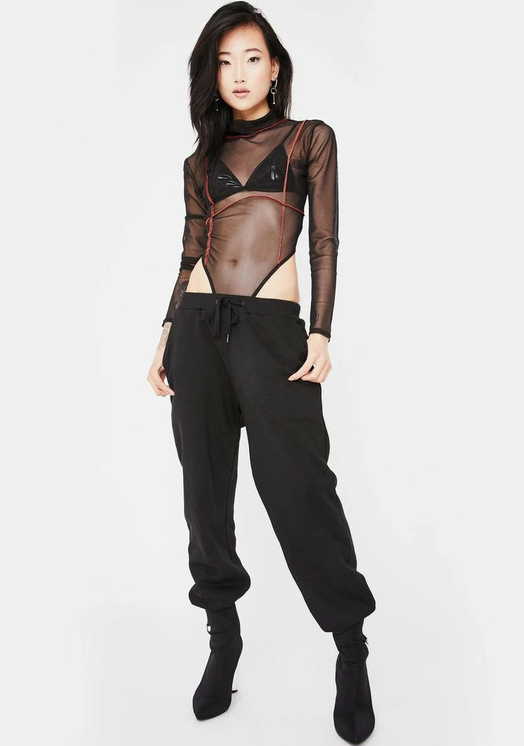 Budget 🥰 Public Desire Tops Black Contrast Stitch Mesh Bodysuit 🔥 2 Public Desire Tops Black Contrast Stitch Mesh Bodysuit