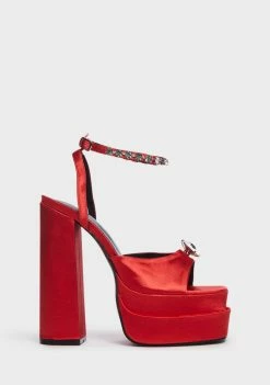 Public Desire Red Frozen Platform Heels