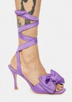 Public Desire Lilac Girly Wrap Bow Heels