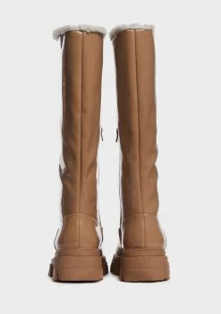 Public Desire Beige Ember Knee High Boots