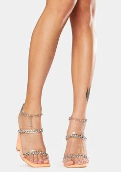Public Desire Orange Statements Chain Strap Acrylic Heels