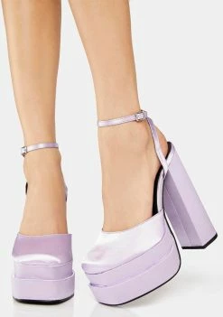 Public Desire Lilac Satin Moonchild Platform Heels