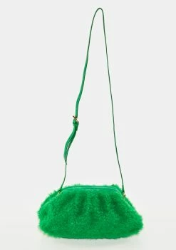 Public Desire Compatible Green Teddy Clutch Bag
