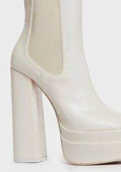 Public Desire Ecru Cady Platform Chelsea Boots