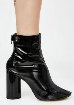 Public Desire Lia Black Vinyl Stud Strap Boots Boots & Booties