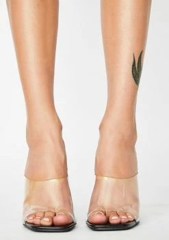 Public Desire Black Cash Mule Heels