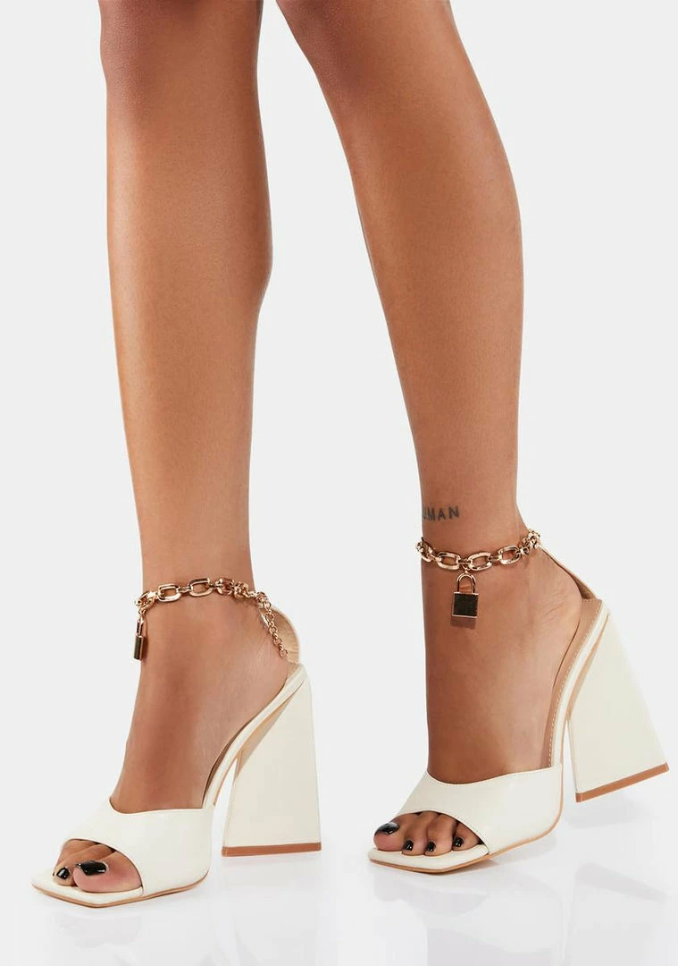 Promo ❤️ Public Desire Maisie Lock Chain Block 👠 Heels 🌟 1 Public Desire Maisie Lock Chain Block Heels