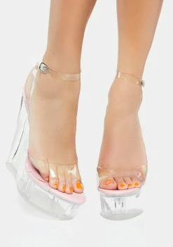 Brand new ๐ Public Desire Pink Patent Nikki Beach Platform Wedges ๐ 7 Public Desire Pink Patent Nikki Beach Platform Wedges