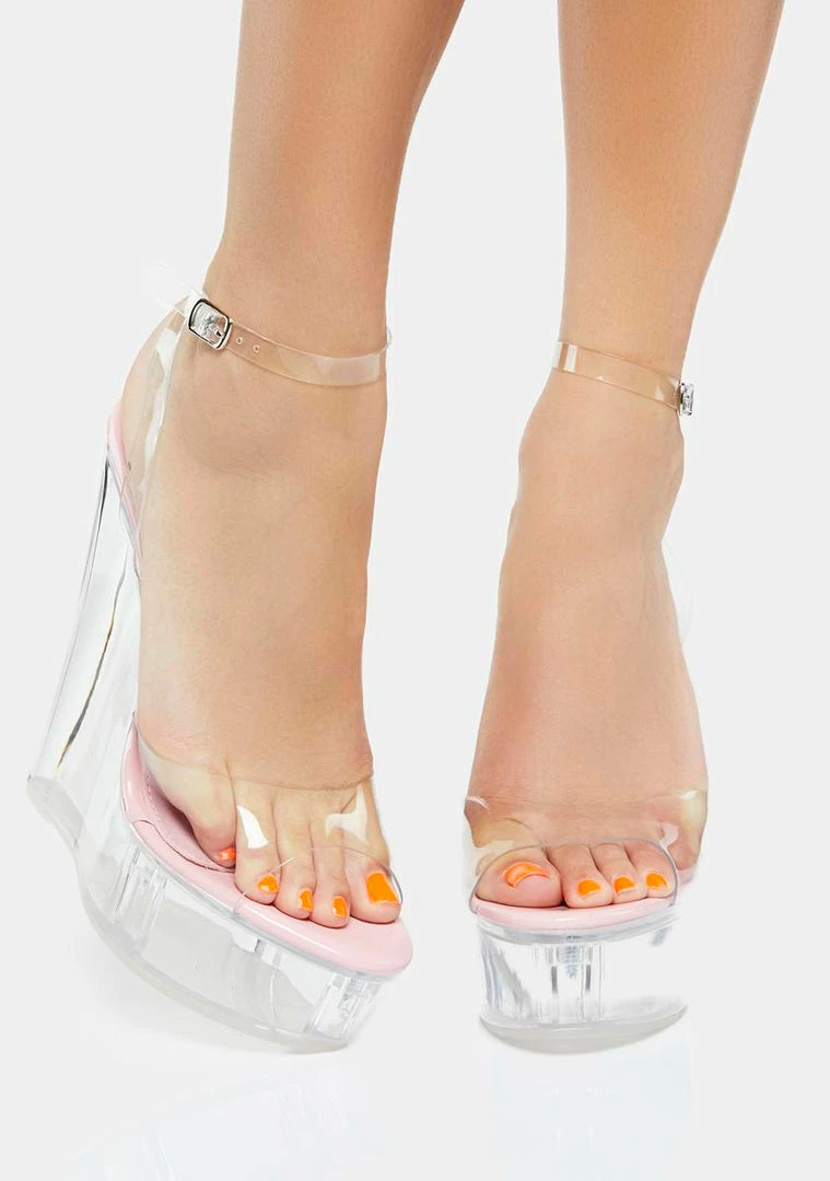 Brand new ๐ Public Desire Pink Patent Nikki Beach Platform Wedges ๐ 3 Public Desire Pink Patent Nikki Beach Platform Wedges