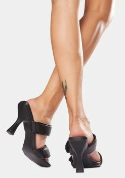 Public Desire Heels Kora Velcro Strap Square Toe Heeled Mules