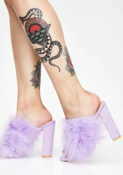 Public Desire Lilac Plume Marabou Mules