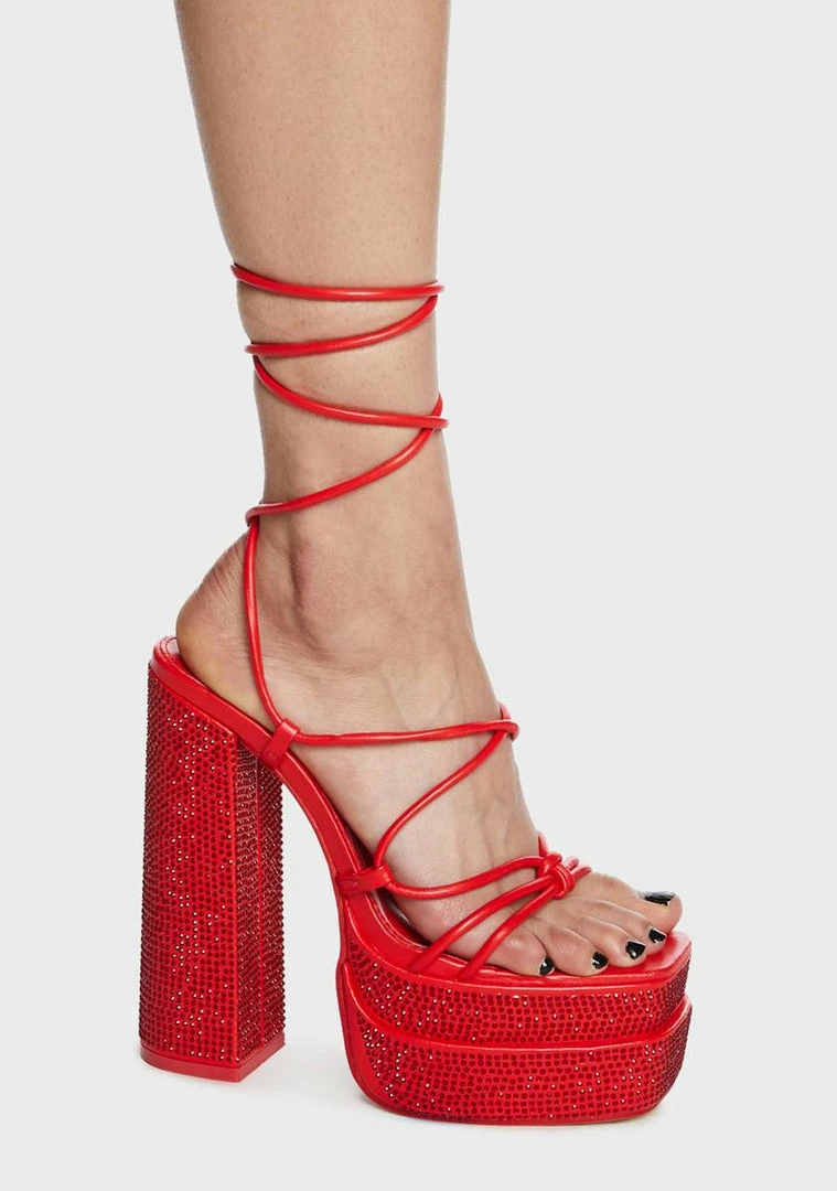 Coupon 💯 Public Desire Red Glow Girl Block 👠 Heels 🤩 1 Public Desire Red Glow Girl Block Heels