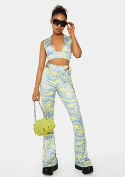 Public Desire Graphic Crop Top Swirl Printed Plunge Crop Top