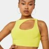 Public Desire Sulphur Yellow Cut-Out Crop Top Tank Crop Top