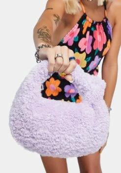 Public Desire Lilac The Lyra Fluffy Mini Handbag