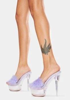 Public Desire Lilac Behavior Feather Clear Platform Heels Platforms
