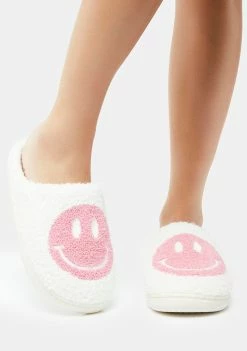 Public Desire Pink Smile Fuzzy Slippers