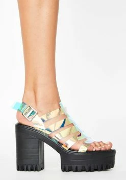 Public Desire Leader Iridescent Sandal Heels